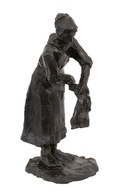 Lambertus Zijl | Wasvrouw, brons, 34,0 x 19,0 cm, gesigneerd op basis met initialen en gedateerd '20