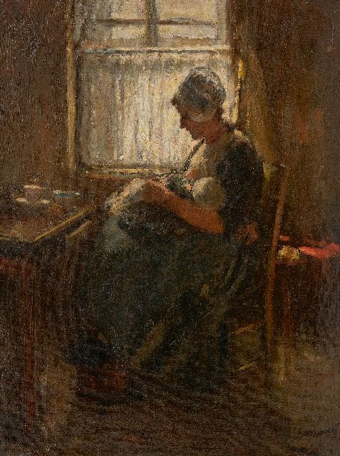 Hutchison R.G.  | Volendamse moeder en kind, olieverf op doek 40,7 x 30,5 cm, gesigneerd r.o.