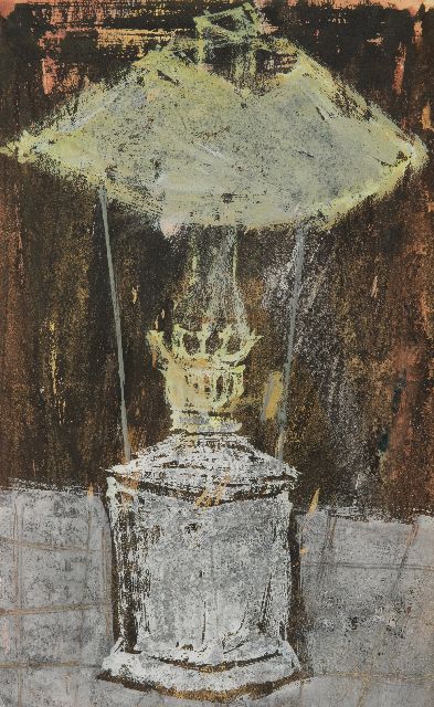 Heel J.J. van | Olielamp, gouache op papier 30,5 x 19,0 cm, gesigneerd m.o. (vaag)