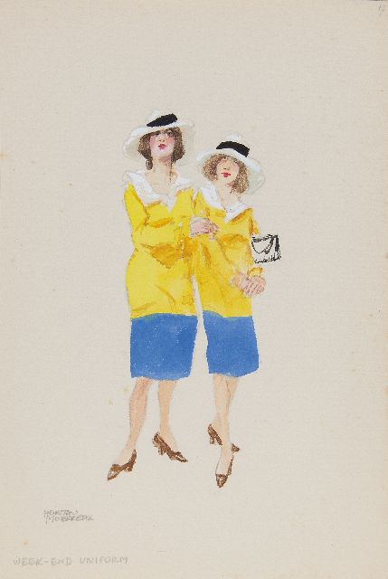 Moerkerk H.A.J.M.  | Week-end uniform, potlood en aquarel op papier 25,5 x 17,1 cm, gesigneerd l.o.