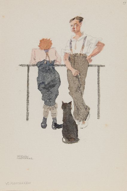 Moerkerk H.A.J.M.  | Ys maniakken, potlood en aquarel op papier 25,5 x 17,1 cm, gesigneerd l.o.