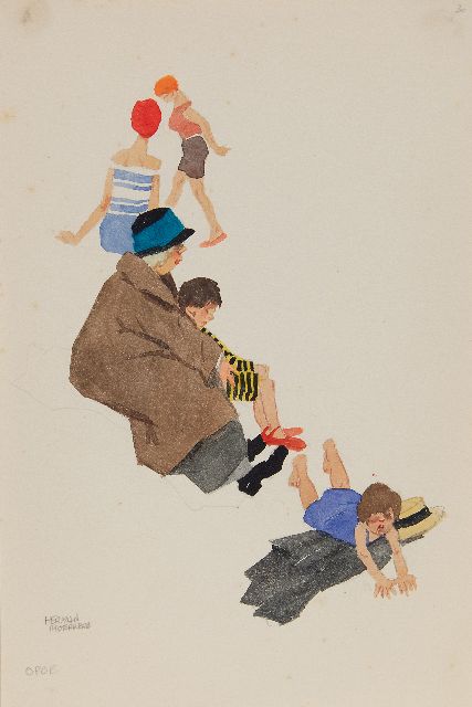 Herman Moerkerk | Opoe, potlood en aquarel op papier, 25,5 x 17,1 cm, gesigneerd l.o.