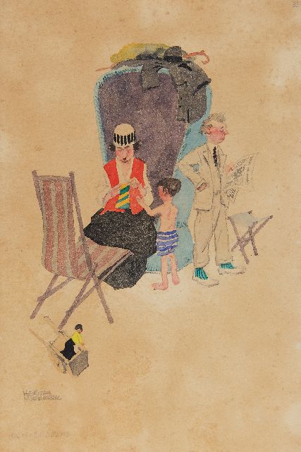 Moerkerk H.A.J.M.  | Ochtendblad, potlood en aquarel op papier 25,5 x 17,1 cm, gesigneerd l.o.