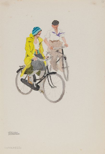 Herman Moerkerk | Intermezzo, potlood en aquarel op papier, 25,5 x 17,1 cm, gesigneerd l.o.