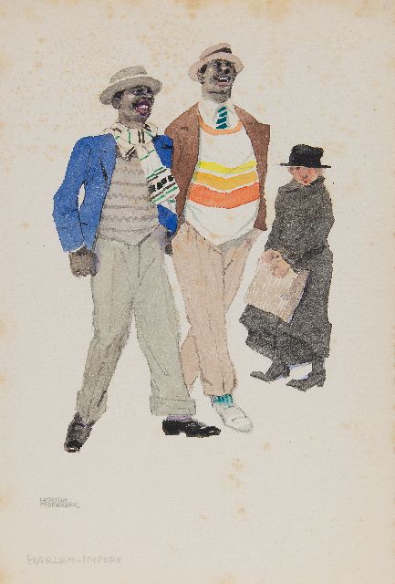 Moerkerk H.A.J.M.  | Harlem-import, potlood en aquarel op papier 25,5 x 17,1 cm, gesigneerd l.o. en VERKOCHT