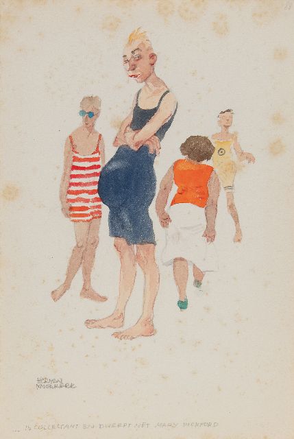 Herman Moerkerk | ...is collectant en dweept met Mary Pickford, potlood en aquarel op papier, 25,5 x 17,3 cm, gesigneerd l.o.