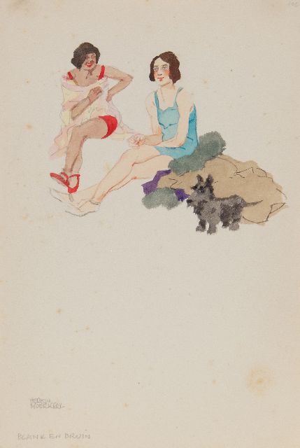 Moerkerk H.A.J.M.  | Blank en bruin, potlood en aquarel op papier 25,5 x 17,2 cm, gesigneerd l.o.