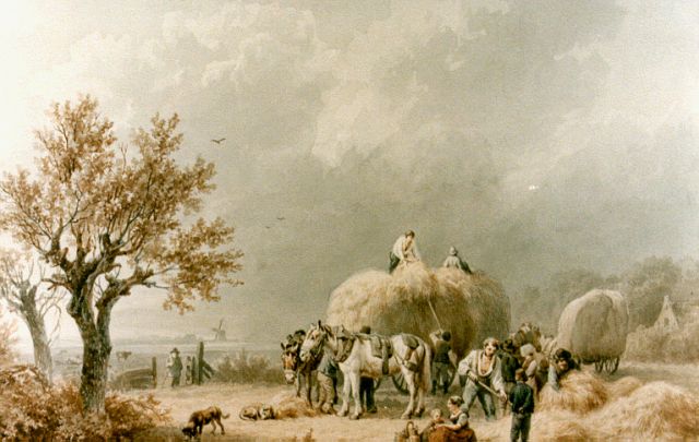 Koekkoek B.C.  | Oogsttijd, aquarel op papier 31,6 x 38,3 cm, gesigneerd r.o. en gedateerd 1838