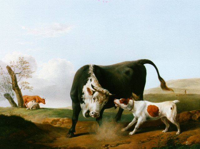 Dallinger von Dalling A.J.  | De uitdaging, olieverf op paneel 30,0 x 36,3 cm, gesigneerd l.o. en gedateerd 1837