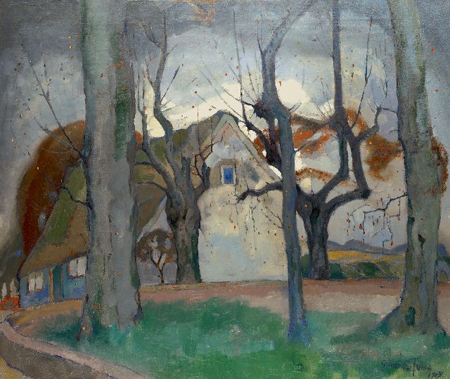 Jong G. de | Boerenhuis in de winter, olieverf op doek 85,8 x 100,7 cm, gesigneerd r.o. en gedateerd 1919