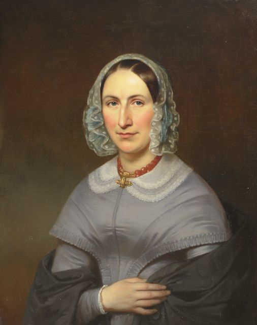 Poorter B. de | Portret van mevrouw Teixera de Mattos, olieverf op doek 81,4 x 64,8 cm, gesigneerd l.b. en gedateerd 1844, zonder lijst