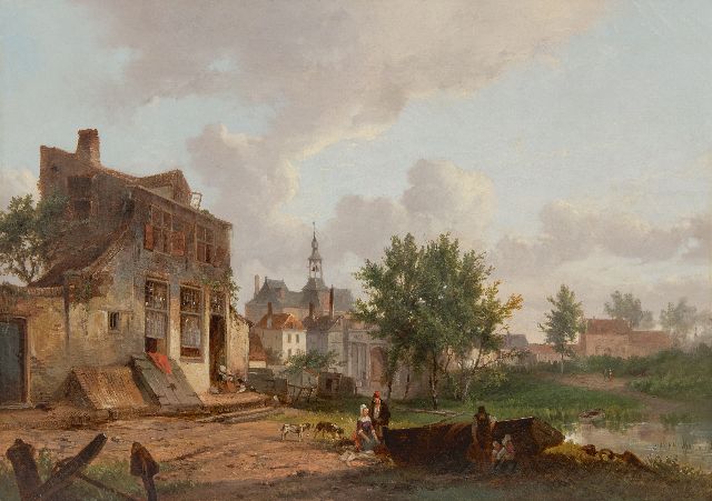 Jacobus Pelgrom | De rand van een Hollands stadje, olieverf op doek, 44,2 x 63,1 cm, gesigneerd l.o.