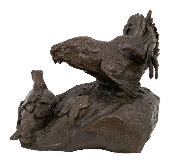 Poortvliet R.  | Korhoenpaar, brons 19,5 x 22,5 cm