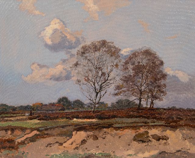 Elsinga J.  | Veluws landschap, olieverf op doek 46,4 x 56,3 cm, gesigneerd r.o. en gedateerd 1943