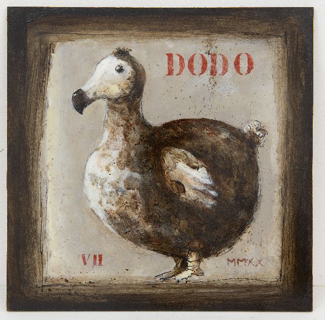 Evert van Hemert | Dodo, acryl op board, 27,8 x 27,9 cm, gesigneerd l.o. met initialen en gedateerd MMXX
