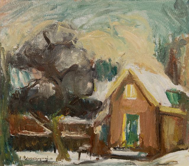 Wijngaerdt P.T. van | Winter in Abcoude, olieverf op doek 70,5 x 80,3 cm, gesigneerd l.o. en gedateerd '56