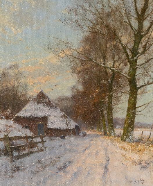 Jan Holtrup | Winter in de Achterhoek, olieverf op doek, 60,3 x 50,3 cm, gesigneerd r.o. en op spieraam en te dateren ca. 1973