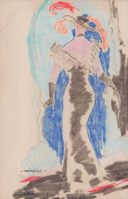 Walrecht B.H.D.  | Modieuze vrouw, pastel op papier 32,9 x 21,6 cm, gesigneerd l.o.