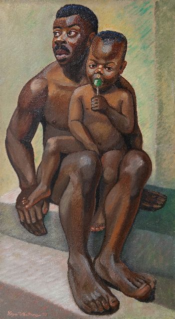 Whitney L.  | Vader en zoon, olieverf op doek 91,8 x 50,8 cm, gesigneerd l.o. en gedateerd '37