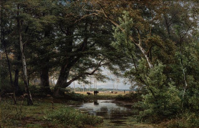 Borselen J.W. van | Doorkijkje in het bos, olieverf op doek 76,0 x 120,0 cm, gesigneerd l.o.