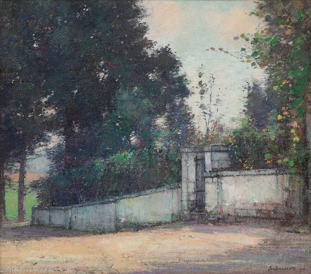Bogaerts J.J.M.  | Tuinmuur met poort, olieverf op doek 35,1 x 40,0 cm, gesigneerd r.o. en gedateerd 1916