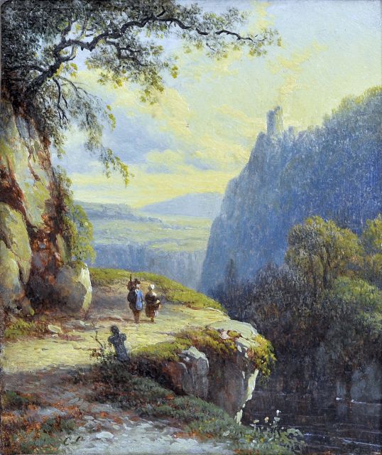 Cornelis Lieste | Paysage montagneuse, olieverf op paneel, 10,2 x 8,6 cm, gesigneerd l.o. initialen