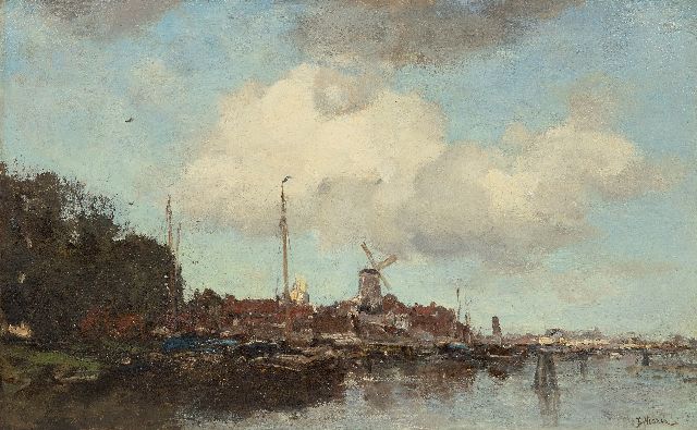 Maris J.H.  | Stad aan het water, olieverf op doek 47,1 x 75,6 cm, gesigneerd r.o. en te dateren ca. 1875