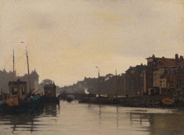 Witsen W.A.  | Gezicht op de Waalseilandsgracht en de Kraansluis, Amsterdam, olieverf op doek 51,4 x 69,2 cm, gesigneerd r.o. en te dateren 1911-1913