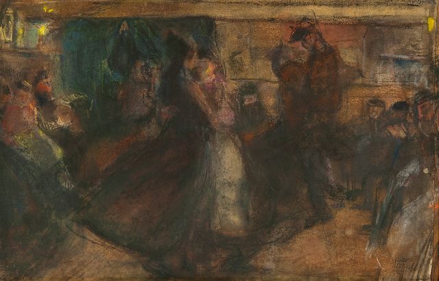 Isaac Israels | Danshuis aan de Zeedijk, pastel op papier, 35,5 x 54,0 cm, gesigneerd r.o. en te dateren ca. 1892-1893
