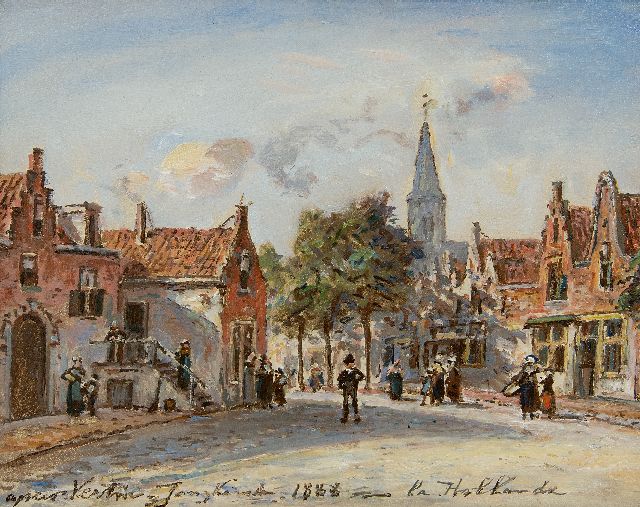 Jongkind J.B.  | Hollands dorpje 'après Vertin', olieverf op paneel 18,9 x 24,1 cm, gesigneerd m.o. en gedateerd 1888