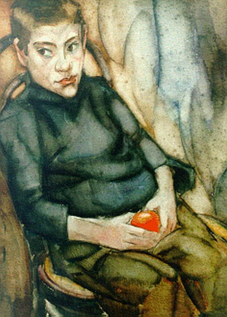 Harmen Meurs | Jongensportret, aquarel op papier, 73,0 x 54,0 cm, gesigneerd l.o. en gedateerd 1921