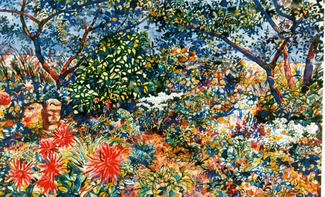 Bieling H.F.  | Tuin te Rhoon, aquarel op papier 41,4 x 59,0 cm, gesigneerd l.b. en gedateerd '55