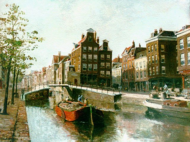 Herman Cornelis Adolf Paradies | Schuiten in het Haagse Veer, Rotterdam, olieverf op paneel, 23,9 x 32,2 cm, gesigneerd l.o.