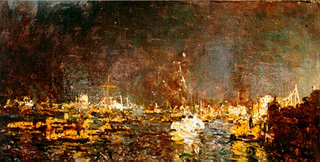 Mastenbroek J.H. van | Herinnering aan de Julianafeesten 1909, olieverf op doek 25,0 x 43,0 cm, gesigneerd achterzijde en gedateerd 1909