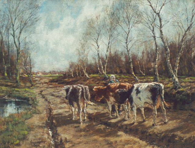 Arnold Marc Gorter | Koeien in herfstlandschap, olieverf op doek, 66,8 x 87,0 cm, gesigneerd r.o.