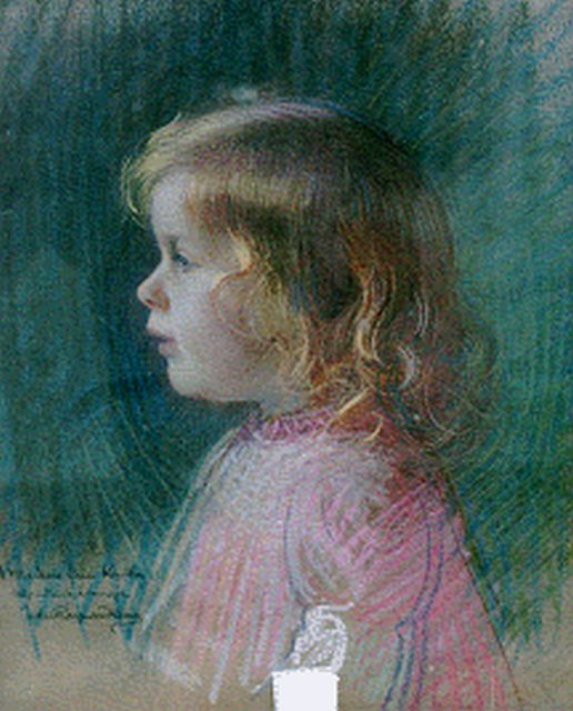 Koenig J.R.  | Portret van Christiane, pastel op papier 46,3 x 38,2 cm, gesigneerd l.o. en Octobre 1905
