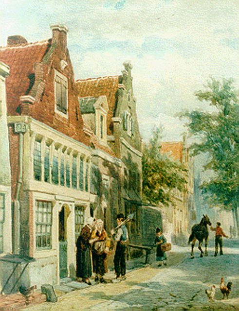 Springer C.  | Gezicht op de Zuiderhavendijk te Enkhuizen, aquarel op papier 27,4 x 21,3 cm, gesigneerd r.o. en gedateerd '86