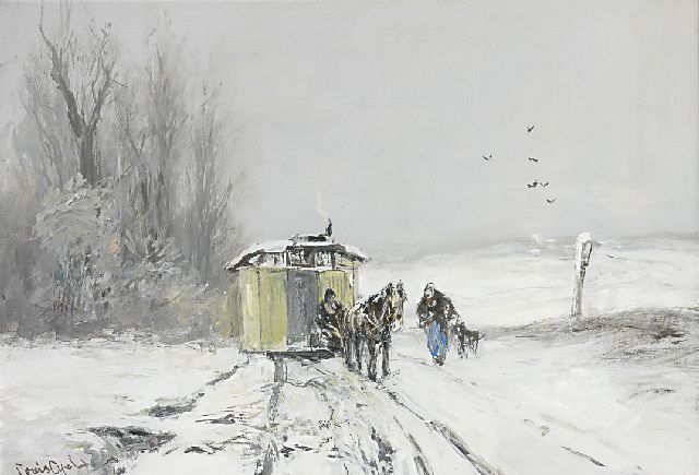 Apol L.F.H.  | Woonwagen in een winterlandschap, gouache op papier 43,8 x 62,5 cm, gesigneerd l.o.