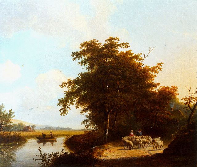Stok J. van der | Boomrijk landschap met riviertje, olieverf op doek 50,4 x 59,0 cm, gesigneerd r.o. en gedateerd '30