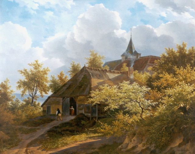 Koogh A. van der | Boerenhuis in boomrijk landschap, olieverf op paneel 43,0 x 53,0 cm, gesigneerd r.o.