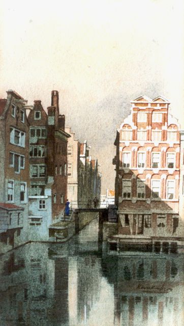 Klinkenberg J.C.K.  | Amsterdams stadsgezicht, aquarel op papier 27,0 x 15,3 cm, gesigneerd r.o.