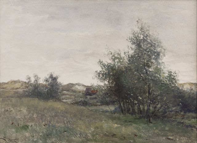 Jan Vrolijk | Boerderij in de duinen, aquarel op papier, 54,5 x 75,5 cm, gesigneerd l.o.