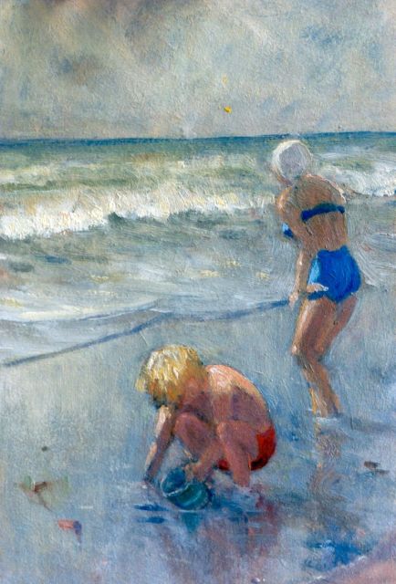 Wichers H.A.L.  | Aan zee, olieverf op schildersboard 30,0 x 20,0 cm, gesigneerd r.o. en gedateerd 1952