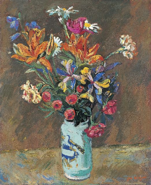 Jan Wiegers | Bloemen, olieverf op doek, 61,3 x 50,6 cm, gesigneerd r.o. en gedateerd '44