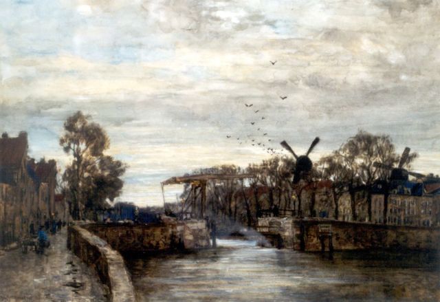 Mastenbroek J.H. van | Ophaalbrug, Delfshaven, aquarel op papier 49,7 x 70,7 cm, gesigneerd l.o. en gedateerd 1907