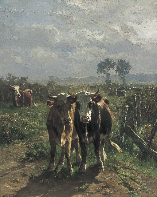 Jan de Haas | Koeien in zomers landschap, olieverf op paneel, 80,8 x 64,5 cm, gesigneerd l.o.