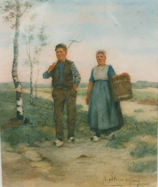 Jacobus Frederik Sterre de Jong | Huiswaarts, aquarel op papier, 36,5 x 29,7 cm, gesigneerd r.o.