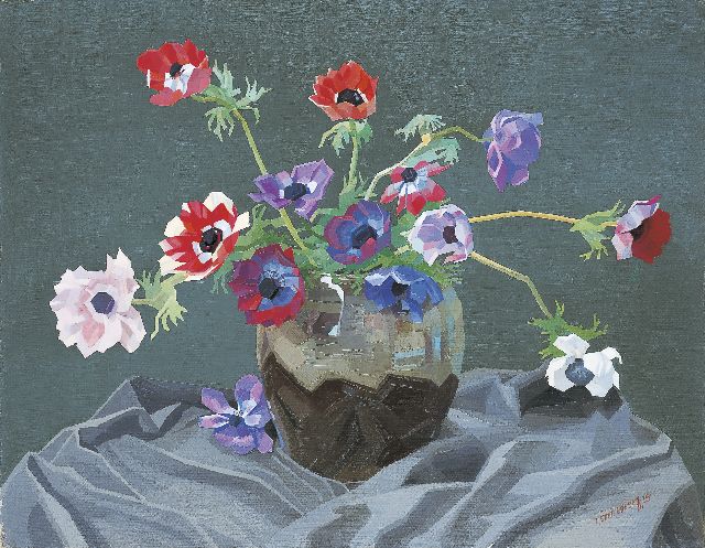 Smorenberg D.  | Anemonen, olieverf op doek 55,2 x 70,5 cm, gesigneerd r.o. en gedateerd '25