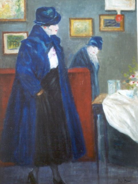 Pol Dom | Dames in het blauw, olieverf op doek, 59,9 x 45,5 cm, gesigneerd r.o.