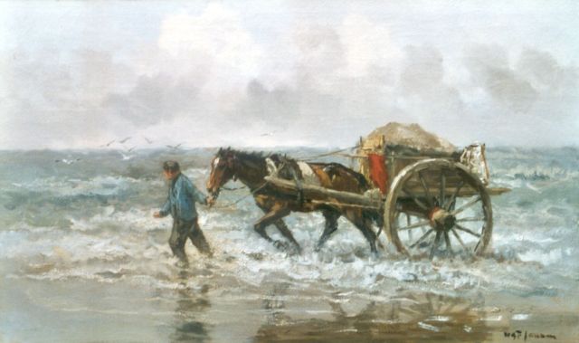 Willem George Frederik Jansen | Schelpenvisser op het strand, olieverf op doek, 60,2 x 100,2 cm, gesigneerd r.o.